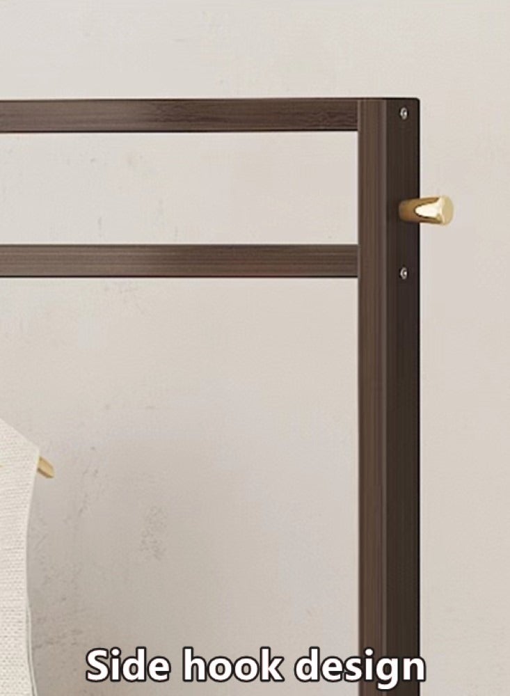 Kutis 1-Piece Freestanding Hanger Clothes Organizer Clothes Rack With Drawer And Hook Bamboo Brown 88x29x158 cm - Image 5