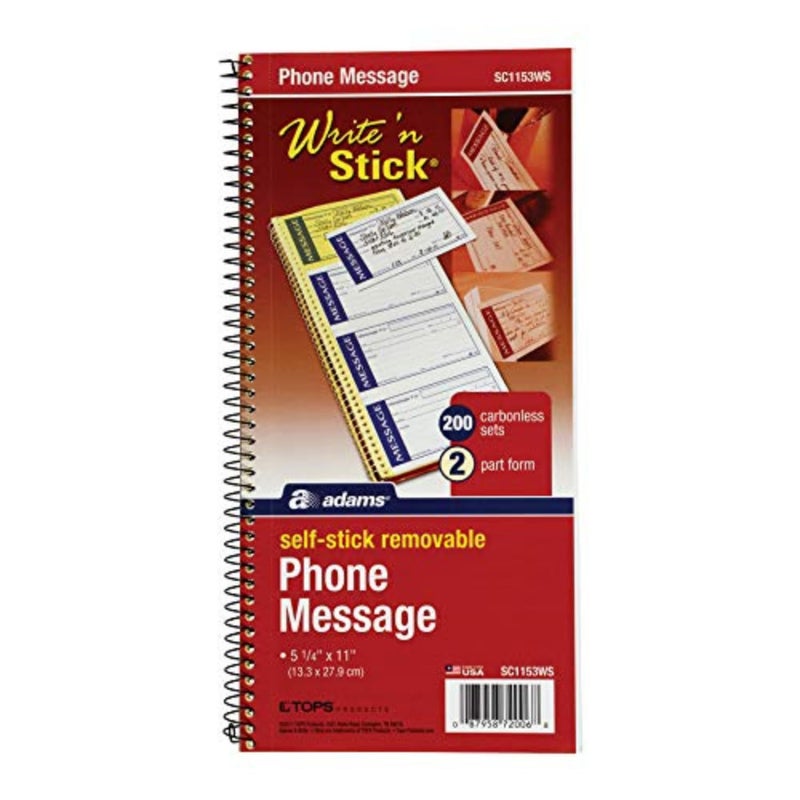 Adams Write 'N Stick Message Pad, 2-Part, Carbonless, Blue, 5-1/4" x 11", 200 Sets per Book (SC1153WS) - Image 1