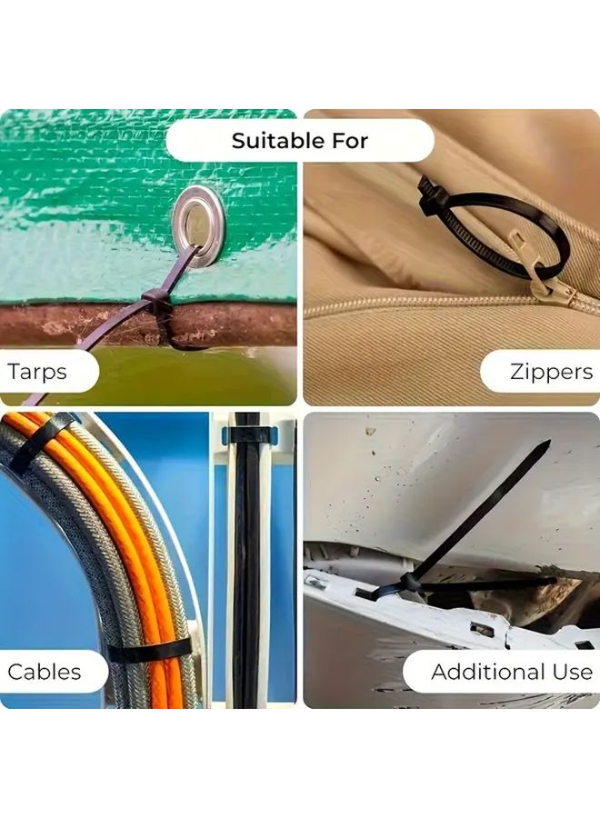 300 Pcs Black Nylon Cable Ties Self Locking Straps 4 6 8 Inches for Home Organization - Image 4