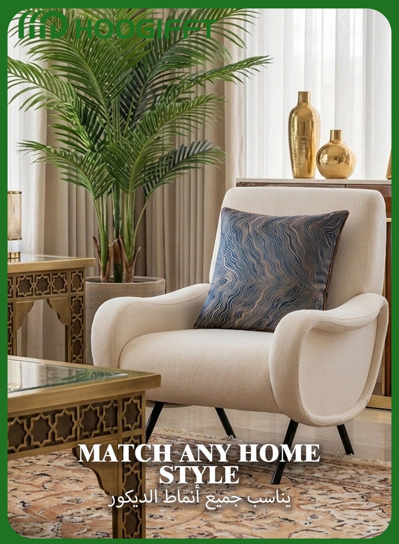 HOOGIFFT Cushion Covers 45x45 cm Set of 2, Throw Pillow Covers with Invisible Zipper, Navy Blue Gold Wave Pattern, Piping Edge, Sofa Bed Decor, No Insert - Image 5