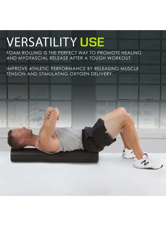 ProSourceFit High Density Foam Rollers 36 - inches long, Firm Full Body Athletic Massage Tool for Back Stretching, Yoga, Pilates, Post Workout Muscle Recuperation, Black - Image 5