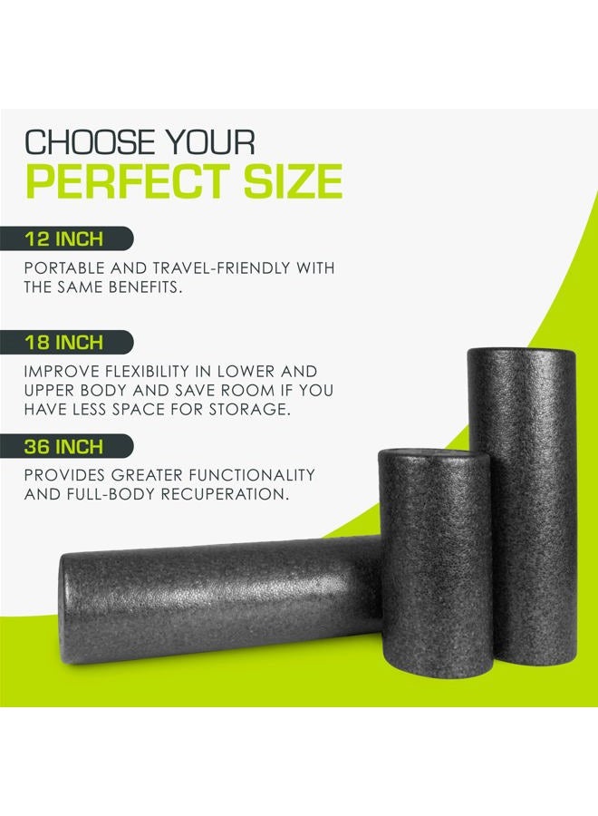 ProSourceFit High Density Foam Rollers 36 - inches long, Firm Full Body Athletic Massage Tool for Back Stretching, Yoga, Pilates, Post Workout Muscle Recuperation, Black - Image 4