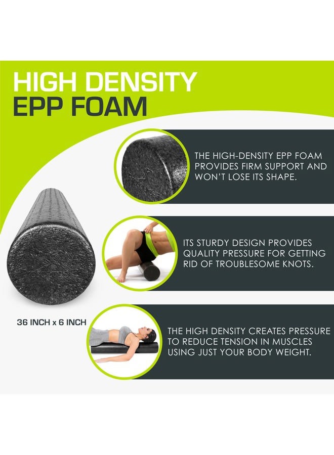 ProSourceFit High Density Foam Rollers 36 - inches long, Firm Full Body Athletic Massage Tool for Back Stretching, Yoga, Pilates, Post Workout Muscle Recuperation, Black - Image 3