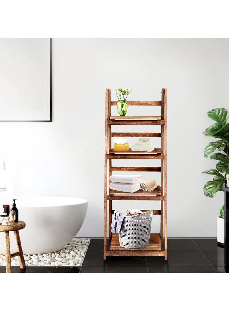 HOME TASTE Hometaste Wood Foldable Tiered Corner Plant Stand Indoor/Outdoor Flower Pot Holder Rack For Patio, Garden, Home And Living Room Decor Space-Saving Shelves For Plants (4 Floor Stand)  - Image 5