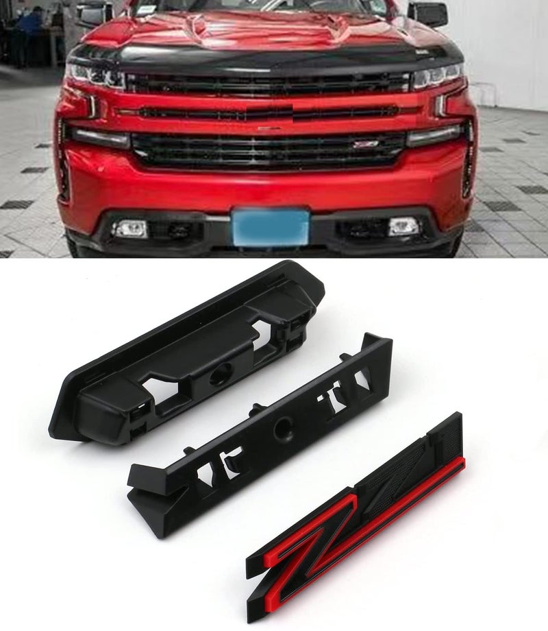 1 OEM Grille Z71 Front Emblem 3D Badge Compatible with 20192025 Silverado Tahoe Suburban RST 1500 HD 2500 HD 3500HD 84384428 Black Red