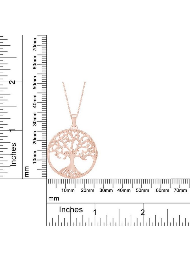 wishrocks - Tree Of Life Pendant Necklace For Women & Girls In 14K Rose Gold Over 925 Sterling Silver Along With 18 Silver Rope Chain Womens Jewelry Jewelry Gift For Her Wife - Image 1
