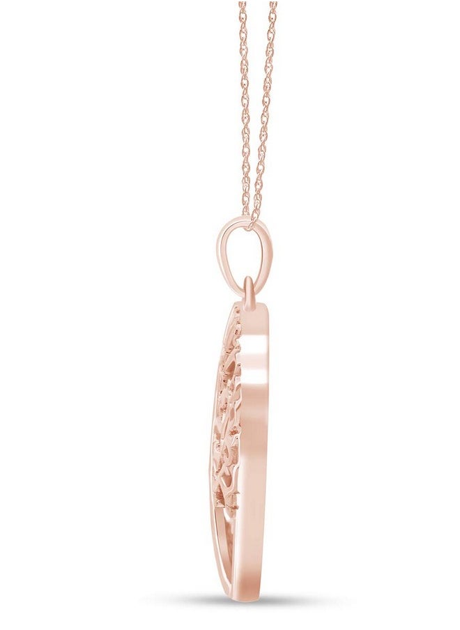 wishrocks - Tree Of Life Pendant Necklace For Women & Girls In 14K Rose Gold Over 925 Sterling Silver Along With 18 Silver Rope Chain Womens Jewelry Jewelry Gift For Her Wife - Image 1