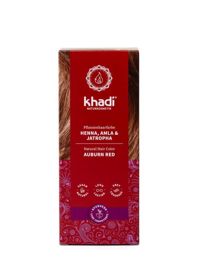 khadi Ayurvedic Natural Hair Color, 100% herbal, vegan, PPD & chemical free, certified natural cosmetics for healthy hair (AUBURN RED, 1 Pack (1 x 3.5oz)) - Image 1
