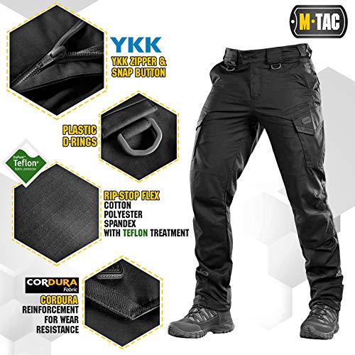 M-Tac Aggressor Flex Tactical Cargo Pants for Men – Durable Rip-Stop Cargo Work Trousers with Reinforced Knees, Stretch Fit and Outdoor Comfort (Black, 34/36) - Image 3