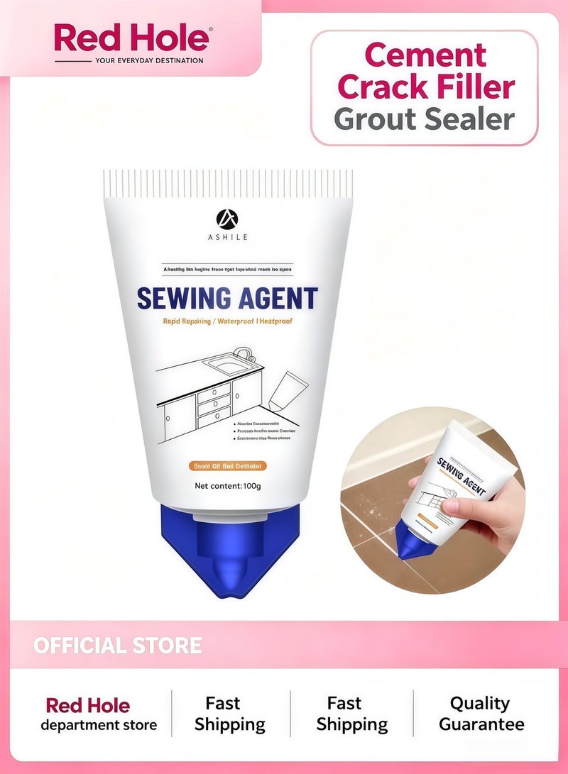 ASHILE Tile Grout Paint, Cement Crack Filler, and Grout Sealer for Shower and Floor Tiles, Used for Filling Cracks and Gaps on Tile Surfaces, Easy and Safe to Use, White, 100g - Image 1