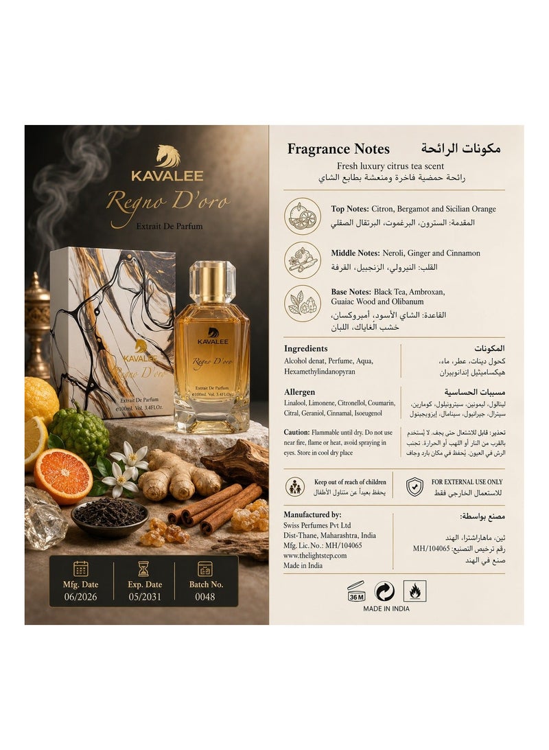 KAVALEE Regno D'oro Extrait de Parfum for Men and Women, 100ml - Image 4