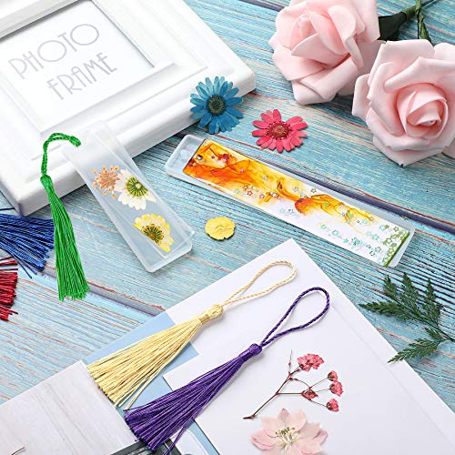 FEBSNOW 20PCS Bookmark Resin Mold Set, 10PCS Bookmark Epoxy Casting Molds, 10PCS Tassels and 1 Pack of Dried Flowers for DIY Bookmark Making - Image 5