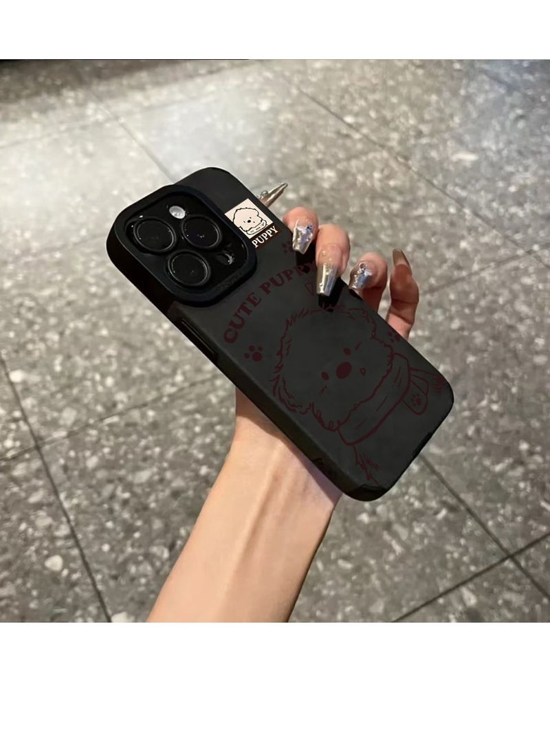 NIBEMINENT Scarf Puppy Protective TPU Case Cover For IPhone 14 Plus, Black