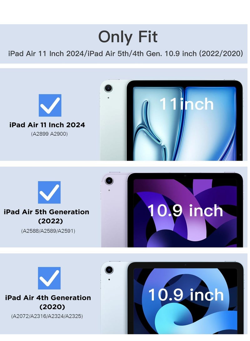 Case Compatible With IPad Air 11-Inch (2024) with Pencil Holder Clear Transparent Back Shell Slim Stand Shockproof Tablet Cover Auto Wake/Sleep (Black) - Image 2