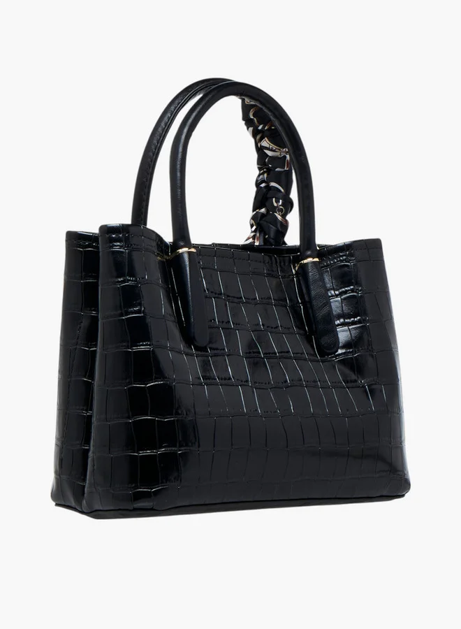 Flora Bella By Shoexpress Scarf Accent Tote Bag with Detachable Strap and Button Closure