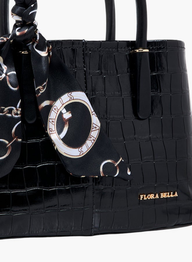 Flora Bella By Shoexpress Scarf Accent Tote Bag with Detachable Strap and Button Closure  - Image 4