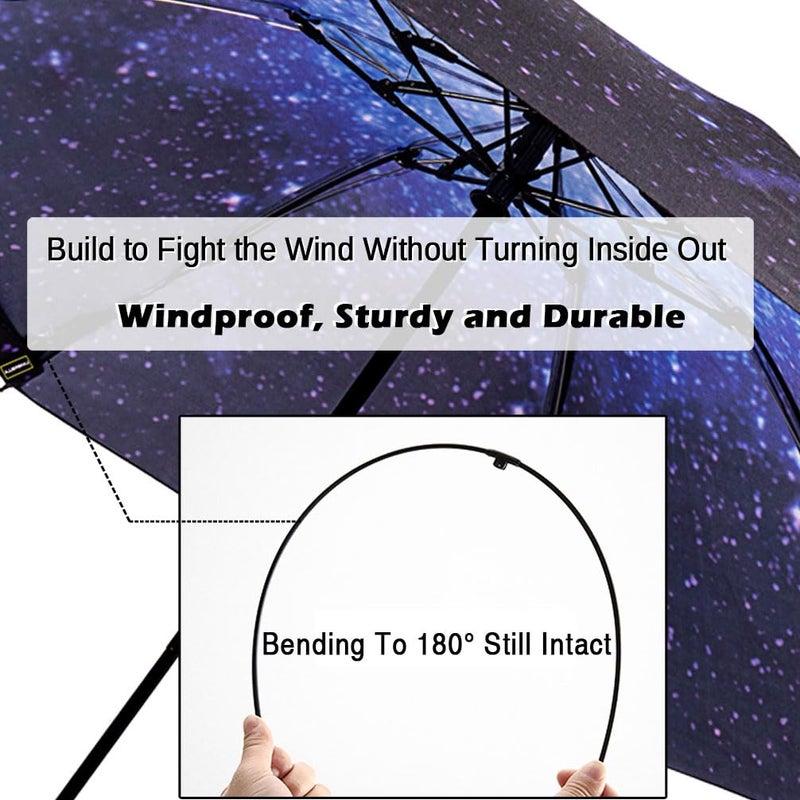LANBRELLA Umbrella Compact Inverted Folding Umbrellas Auto Open Auto Close - T2.4-Starry Sky - Image 3