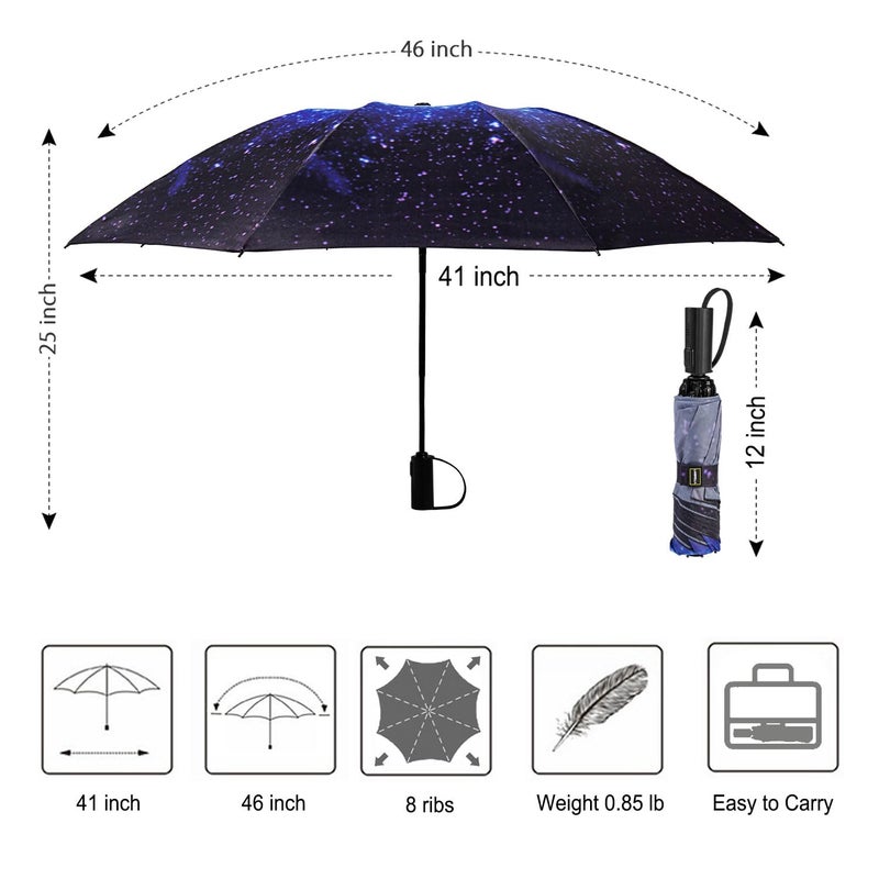 LANBRELLA Umbrella Compact Inverted Folding Umbrellas Auto Open Auto Close - T2.4-Starry Sky - Image 5