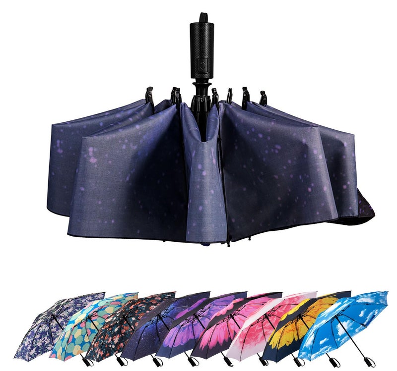 LANBRELLA Umbrella Compact Inverted Folding Umbrellas Auto Open Auto Close - T2.4-Starry Sky - Image 1