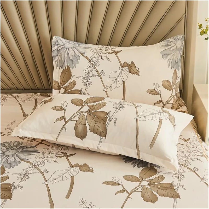 Printed Floral Bed Skirt Skin-Friendly Fabric Cover Bedroom Pillow Case Bedding Protector Decor Multiple Colors Availabl(Qingshensihai,3pcs 180x220cm) - Image 5