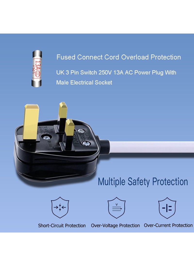 جومو ستور وصلة تمديد كهربائية عالمية بطول 2 متر – 6 منافذ ثلاثية UK، 3 منافذ USB ومنفذ Type-C – قابلة للتثبيت على الحائط، متعددة الاستخدامات للمكتب والمطبخ والمنزل  - Image 5