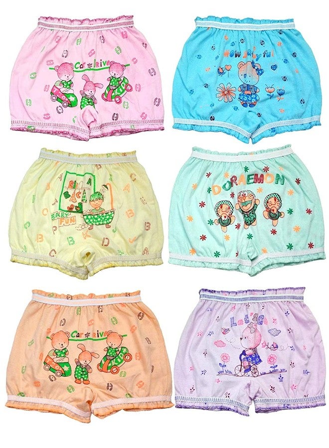Atipriya Cotton Unisex Bloomers for Girls Boys Baby Briefs Printed Kids Innerwear Hipster Short Pants Knickers with Soft Elastic, Pack of 6 (Multicolor) - Image 1