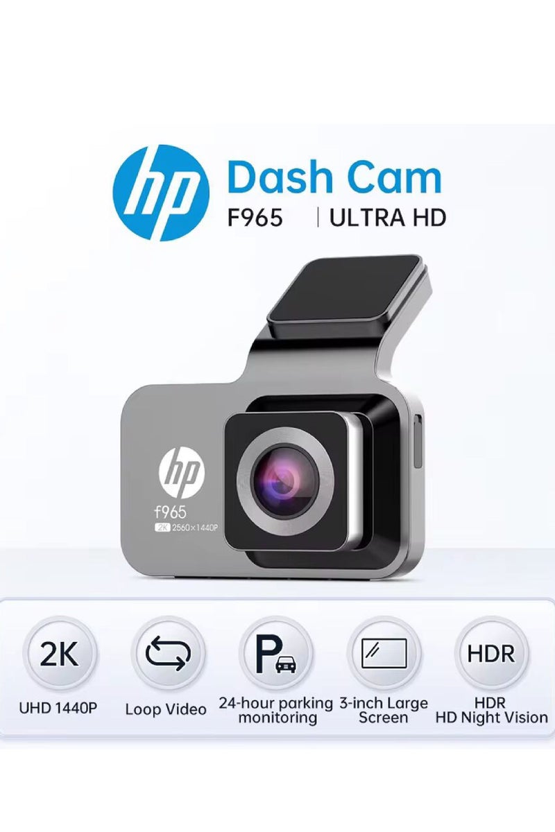 HP F965 2K Front Dash Camera for Cars – Wide Angle Lens, Night Vision, G-Sensor, Loop Recording, LCD Display - Image 1