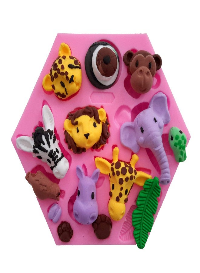 Fewo Forest Animals Fondant Cake Decorating Molds Zoo Animals Silicone Mold for Chocolate Candy Gum Paste Clay Sugar Craft Cupcake Topper Supplies (Elephant Lion Giraffe Monkey Zebra Hippo) - Image 3