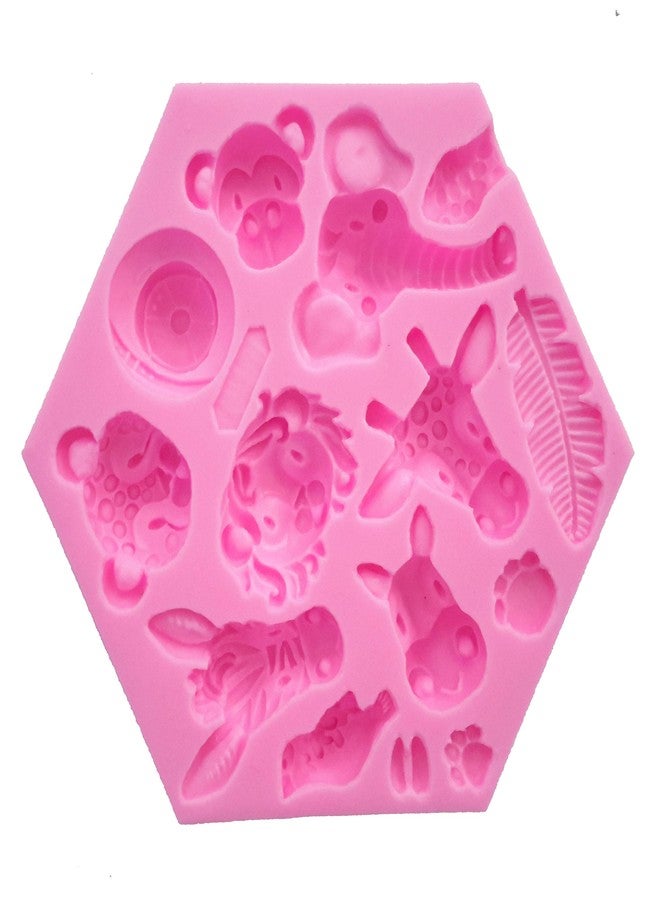 Fewo Forest Animals Fondant Cake Decorating Molds Zoo Animals Silicone Mold for Chocolate Candy Gum Paste Clay Sugar Craft Cupcake Topper Supplies (Elephant Lion Giraffe Monkey Zebra Hippo) - Image 2