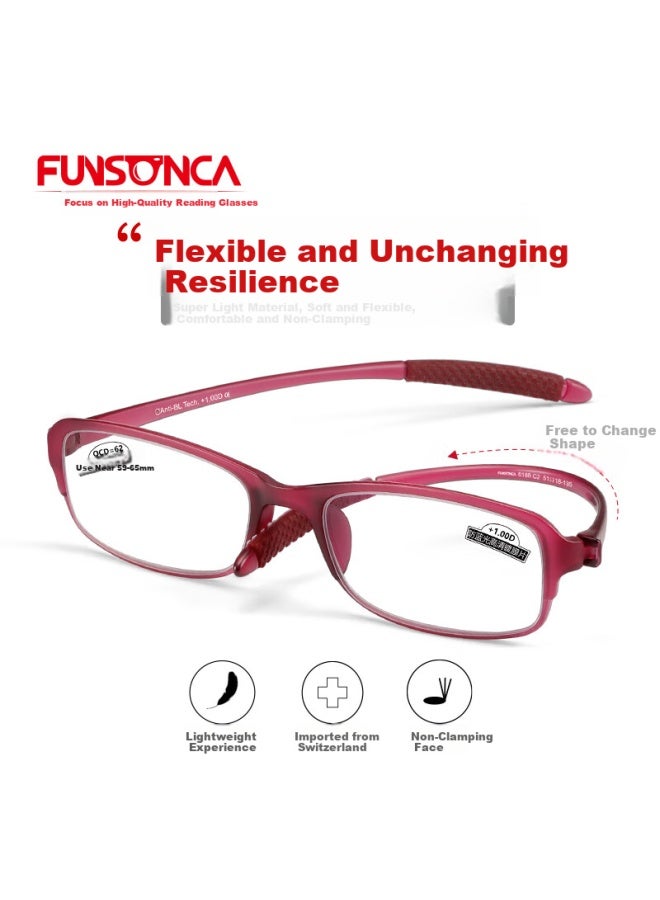 Funsonca Blue Light Blocking Ultra-light Imported Material Non-metal Men And Women Reading Gl Comfortable Non-breakable Anti-slip Eyegl Red 400 Degrees - Image 3