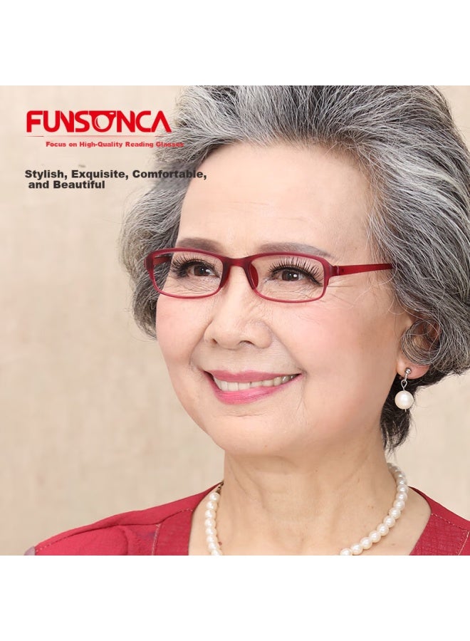 Funsonca Blue Light Blocking Ultra-light Imported Material Non-metal Men And Women Reading Gl Comfortable Non-breakable Anti-slip Eyegl Red 400 Degrees - Image 1