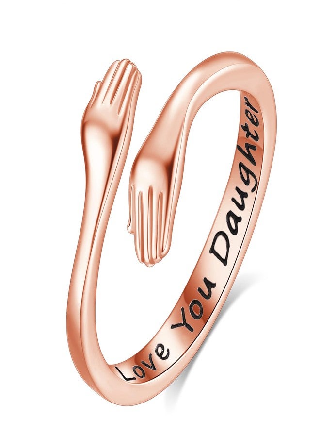 INFUSEU Hug Ring for Daughter Gifts from Mom Father Love You Jewelry Rose Gold Cute Hope Rings - Image 1