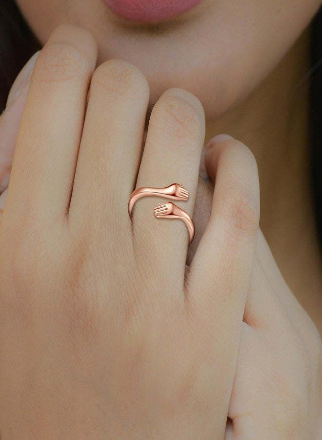 INFUSEU Hug Ring for Daughter Gifts from Mom Father Love You Jewelry Rose Gold Cute Hope Rings - Image 3