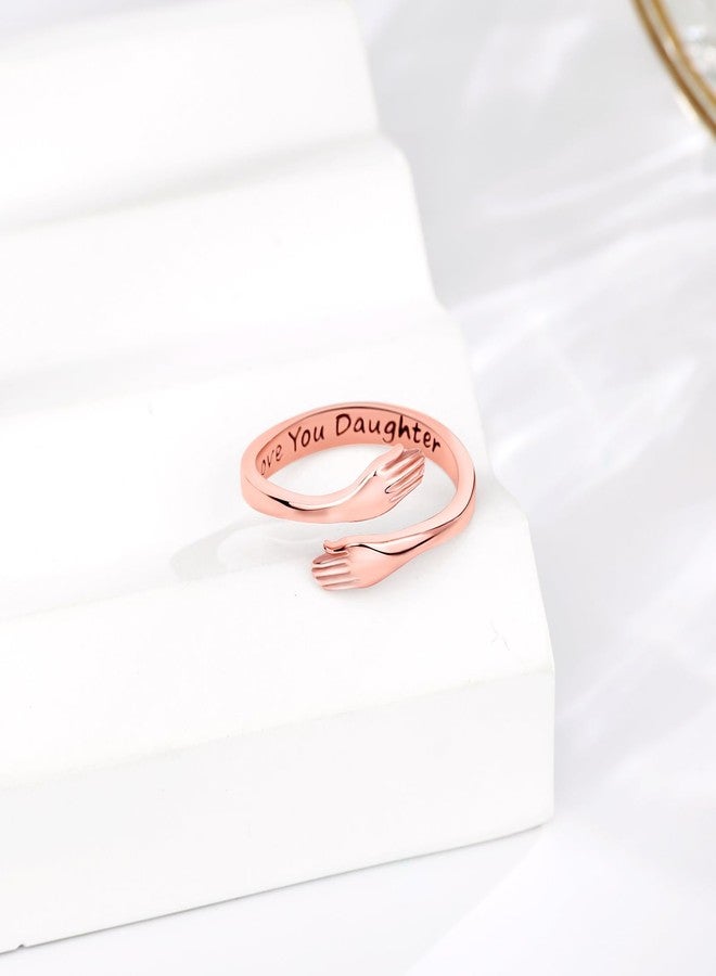 INFUSEU Hug Ring for Daughter Gifts from Mom Father Love You Jewelry Rose Gold Cute Hope Rings - Image 2