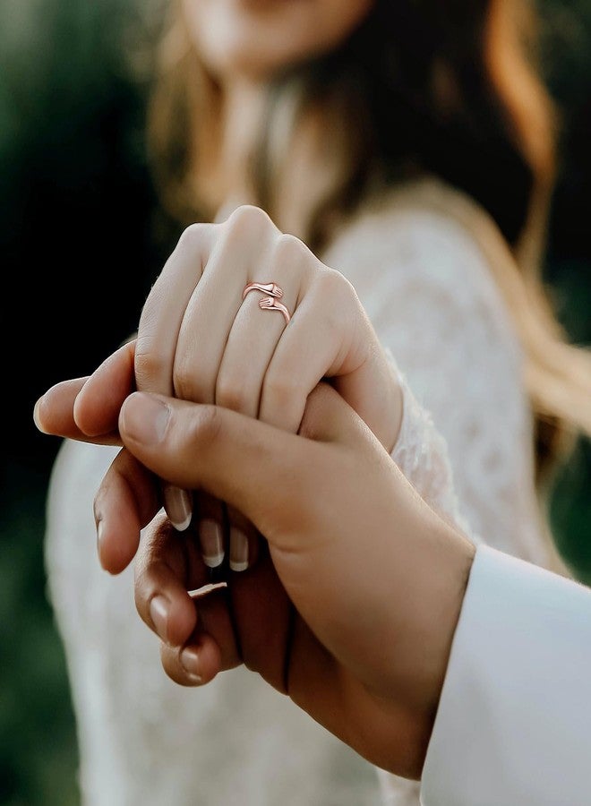 INFUSEU Hug Ring for Daughter Gifts from Mom Father Love You Jewelry Rose Gold Cute Hope Rings - Image 5