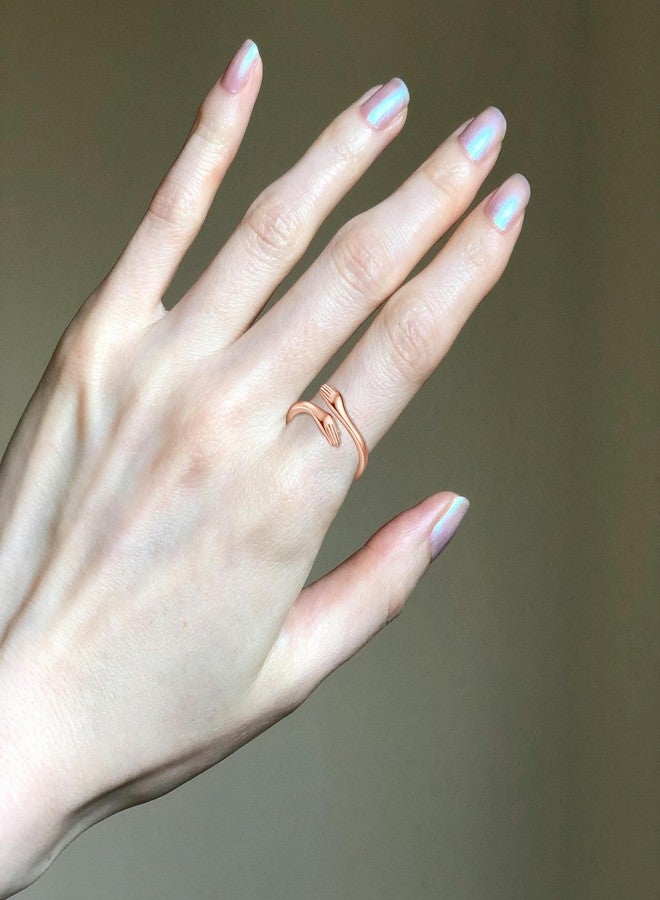 INFUSEU Hug Ring for Daughter Gifts from Mom Father Love You Jewelry Rose Gold Cute Hope Rings - Image 4