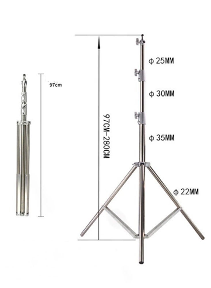 Arabest Photography Light Tripod Stand 280cm Adjustable Heavy Duty Stainless Steel Reflector Holder Max Load 10kg, Foldable Telescopic Video Studio Lighting Floor Tripod Stand for Softbox Umbrella Backgrounds - Image 2