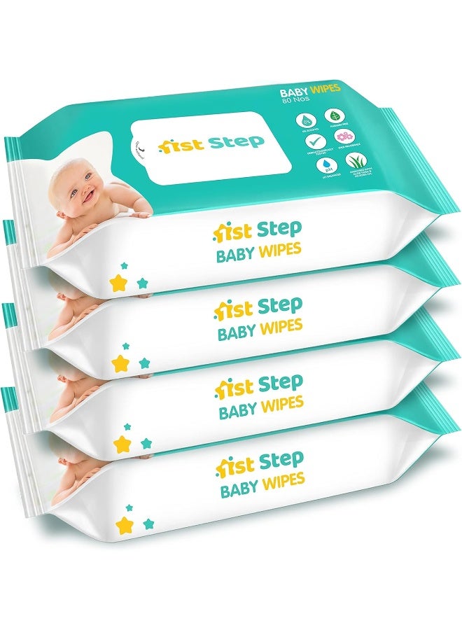 1st Step Baby Wet Wipes Enriched With Aloe-Vera And Jojoba Oil (80Pcs, Pack Of 4) - Image 1