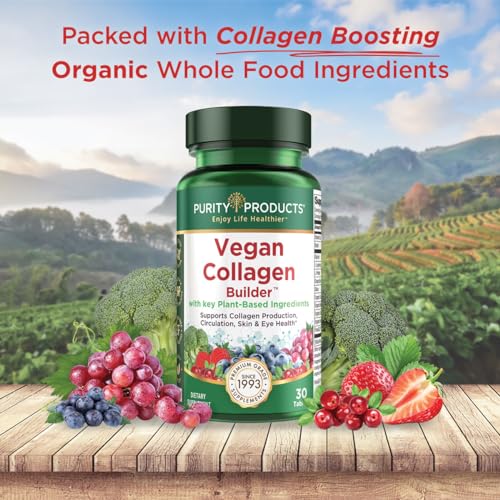Purity Products Vegan Collagen Builder - Organic Whole Foods Fruits + Veg, Silica, Lutein, Vitamin C, Biotin, Grape Seed - Amino Acids Glycine, Lysine + Proline Collagen Boosters (30 Servings, Tablets) - Image 5