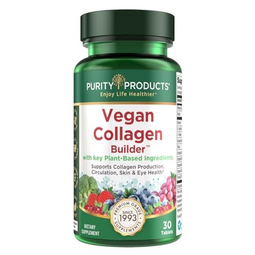 Purity Products Vegan Collagen Builder - Organic Whole Foods Fruits + Veg, Silica, Lutein, Vitamin C, Biotin, Grape Seed - Amino Acids Glycine, Lysine + Proline Collagen Boosters (30 Servings, Tablets) - Image 1