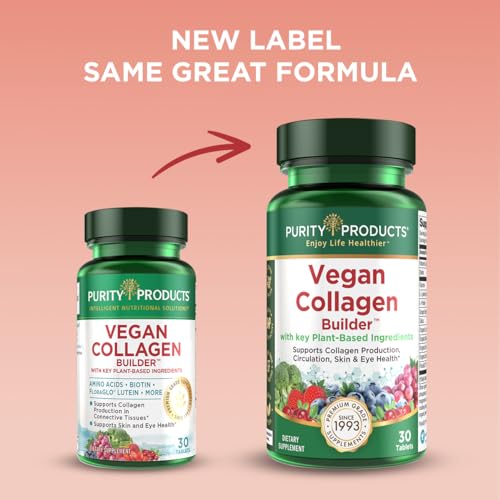 Purity Products Vegan Collagen Builder - Organic Whole Foods Fruits + Veg, Silica, Lutein, Vitamin C, Biotin, Grape Seed - Amino Acids Glycine, Lysine + Proline Collagen Boosters (30 Servings, Tablets) - Image 4
