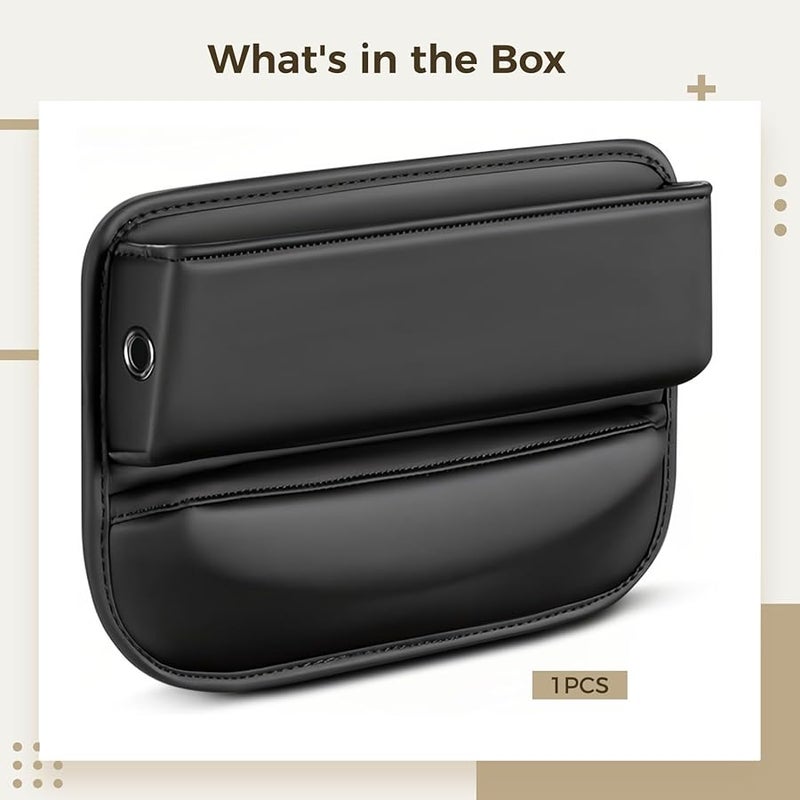 Leather Car Seat Gap Organizer With Dual Layer Storage For Cards And More - Image 5