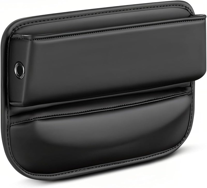 Leather Car Seat Gap Organizer With Dual Layer Storage For Cards And More - Image 1