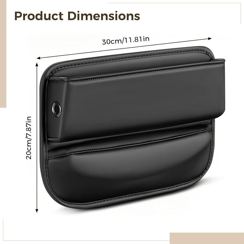 Leather Car Seat Gap Organizer With Dual Layer Storage For Cards And More - Image 4