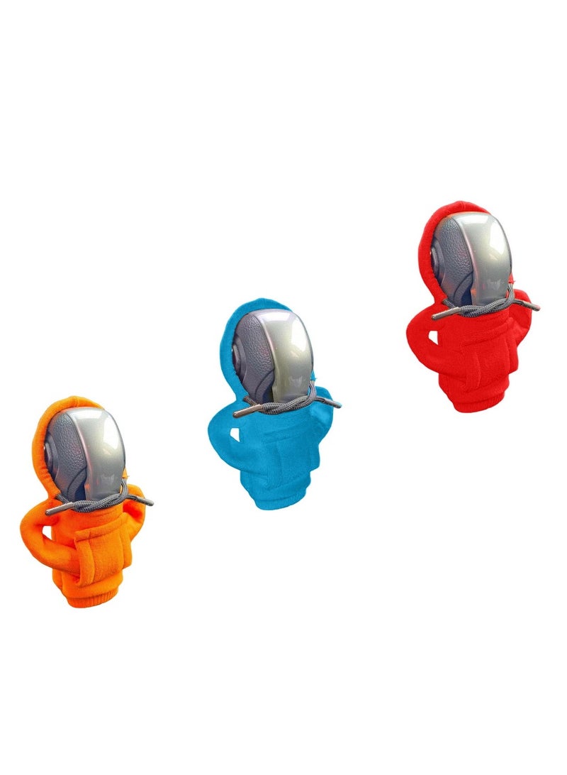 Generic Car Shifter Hoodie  Gear Shift Sweatshirt Auto Gear Shift Knob Cover Funny Sweater Hoodie for Gearshift for Most Vehicles  3pcs  Blue and Red and Orange - Image 1