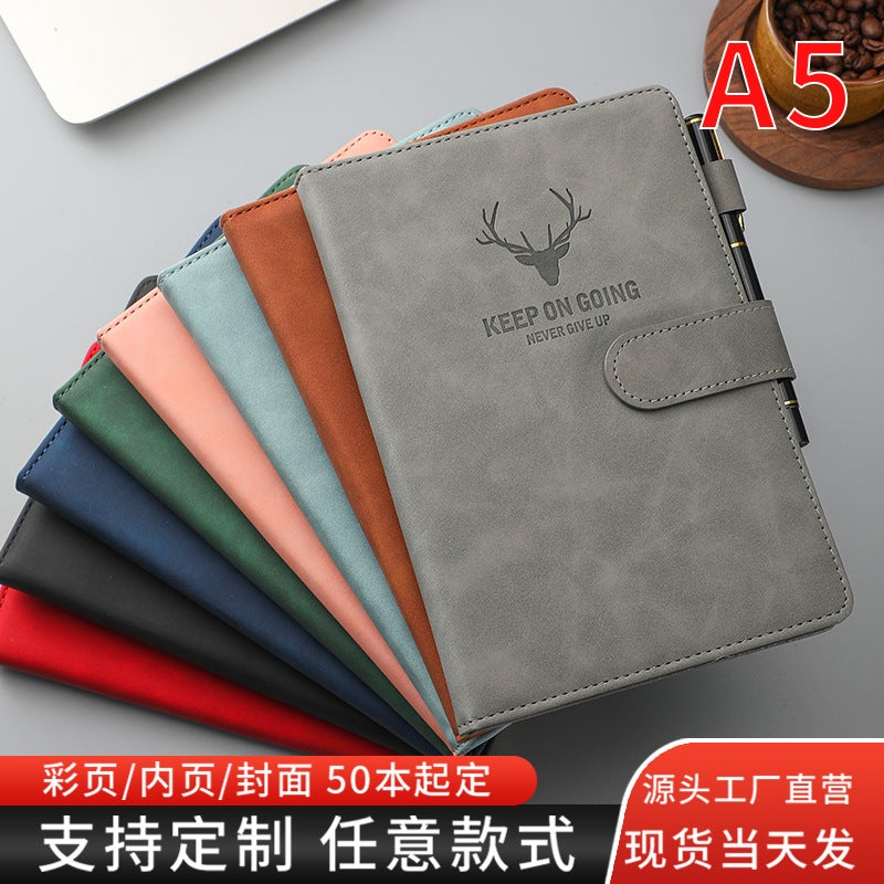 New Deer Head Buckle Notebook Business Office Notepad Simple High-Grade Thickened Retro Conference Recording Book - Image 3