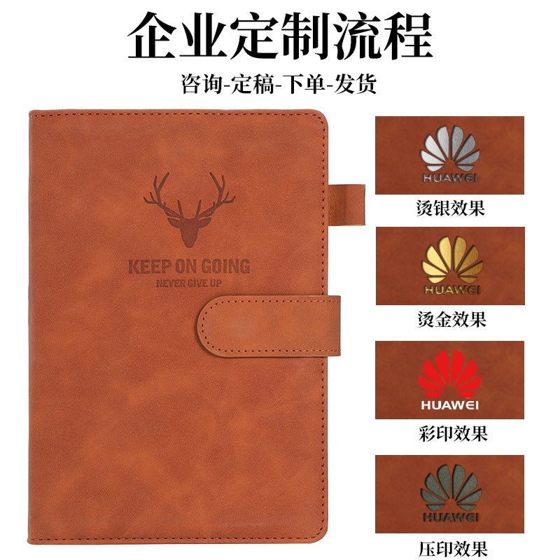 New Deer Head Buckle Notebook Business Office Notepad Simple High-Grade Thickened Retro Conference Recording Book - Image 4