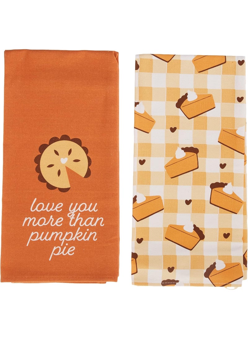 pearhead Pearhead Pumpkin Pie Dish Towels Set of 2 Thanksgiving Tea Towels Halloween Decor Kitchen Decor Hostess Gifts Fall Home Dcor  - Image 1