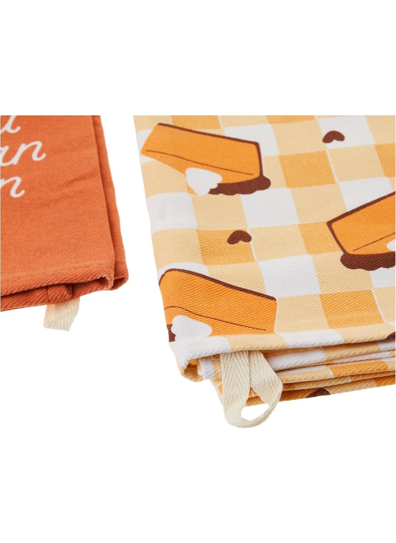 pearhead Pearhead Pumpkin Pie Dish Towels Set of 2 Thanksgiving Tea Towels Halloween Decor Kitchen Decor Hostess Gifts Fall Home Dcor  - Image 4
