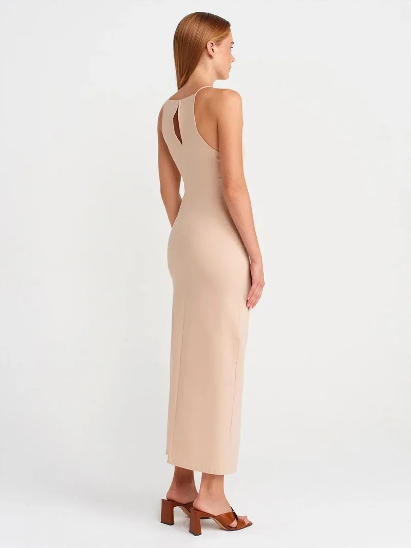 ديلفين Dilvin Bodycon Halter Midi Dress With Slit